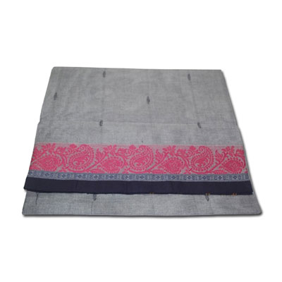 "Light Grey color village cotton Saree HSNM-138 ( without blouse) - Click here to View more details about this Product
